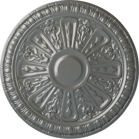 Ekena Millwork Raymond Ceiling Medallion (Fits Canopies up to 5 3/8"), Hand-Painted Silver, 18"OD x 1 1/4"P CM18RA2SLS